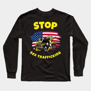 American Trucker, Stop Sex Trafficking BlkY Long Sleeve T-Shirt